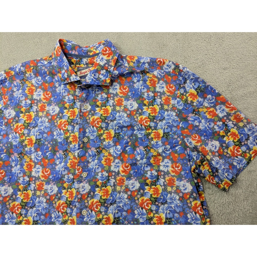 Johnnie-O Hangin' Out Floral Print Shirt Mens Large Button Up Short Sleeve